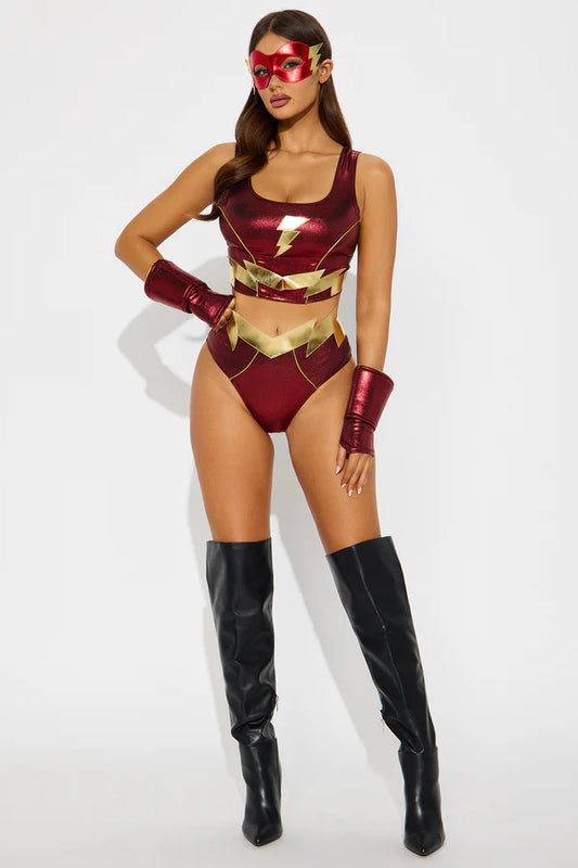 Super Babe Super Fast 4 Piece Costume Set - Red/combo