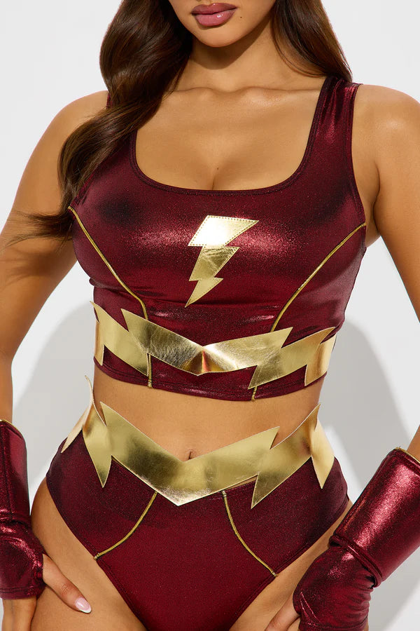 Super Babe Super Fast 4 Piece Costume Set - Red/combo