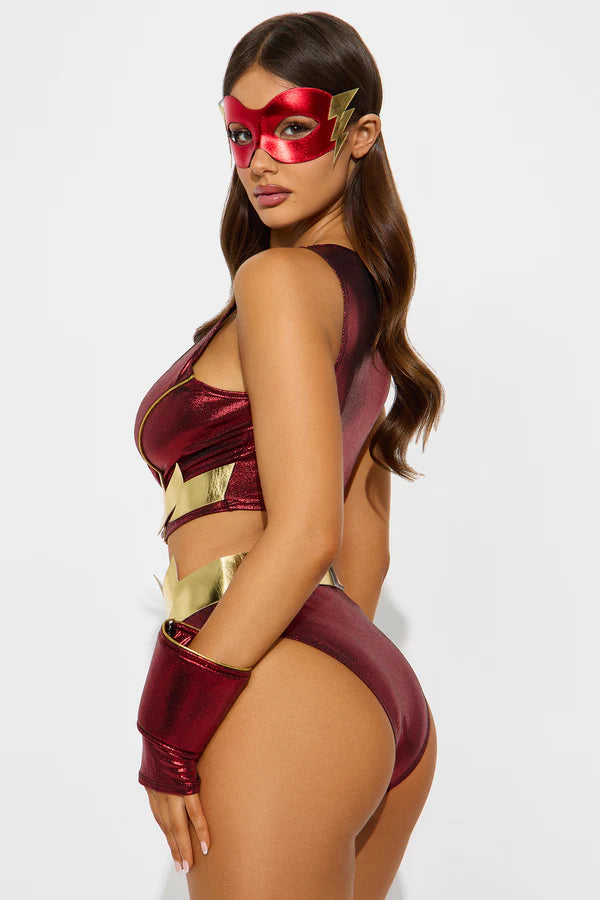 Super Babe Super Fast 4 Piece Costume Set - Red/combo