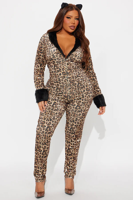 Cat Got Your Tongue Jumpsuit - Tan/Multi