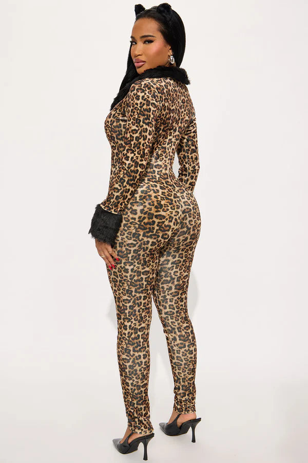 Cat Got Your Tongue Jumpsuit - Tan/Multi