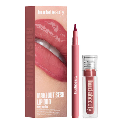 HUDA BEAUTY Makeout Sesh Lip Duo Rosy Nudes - Set Pour Les Lèvres