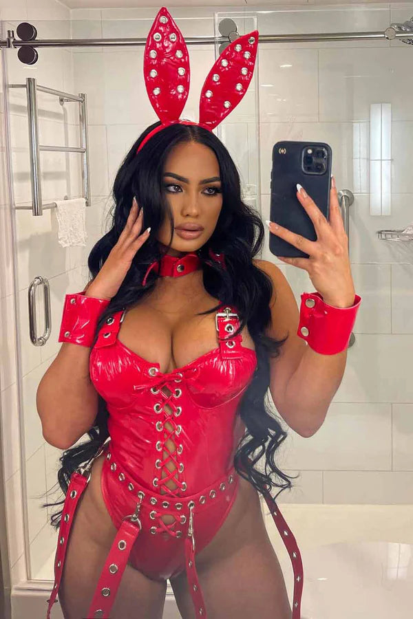 Bunny Bondage Baby 5 Piece Costume Set - Red